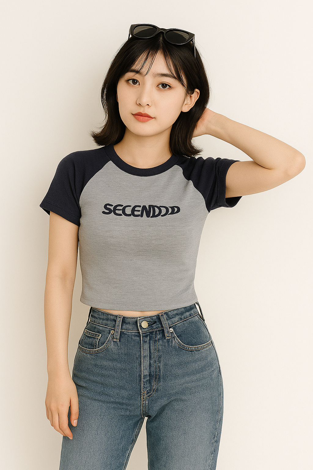 スポーティー配色クロップTシャツ｜夏の美シルエット・伸縮性◎ レディース半袖トップス