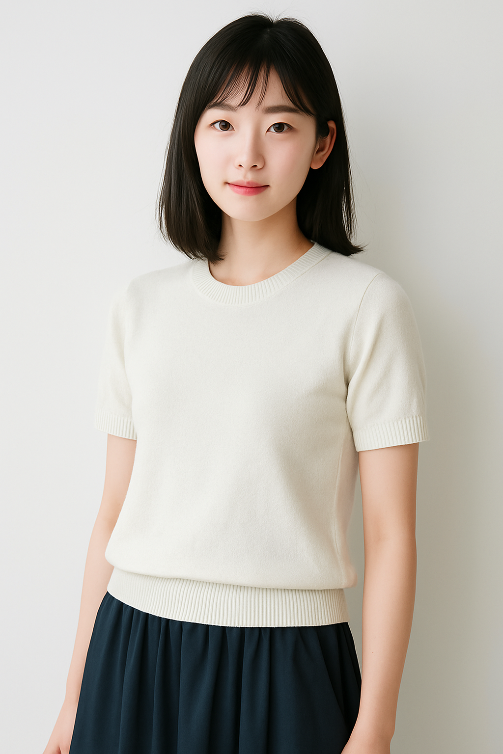 レディース薄手ニット半袖トップス｜柔らかい肌触り・春夏用・ラウンドネック・全9色