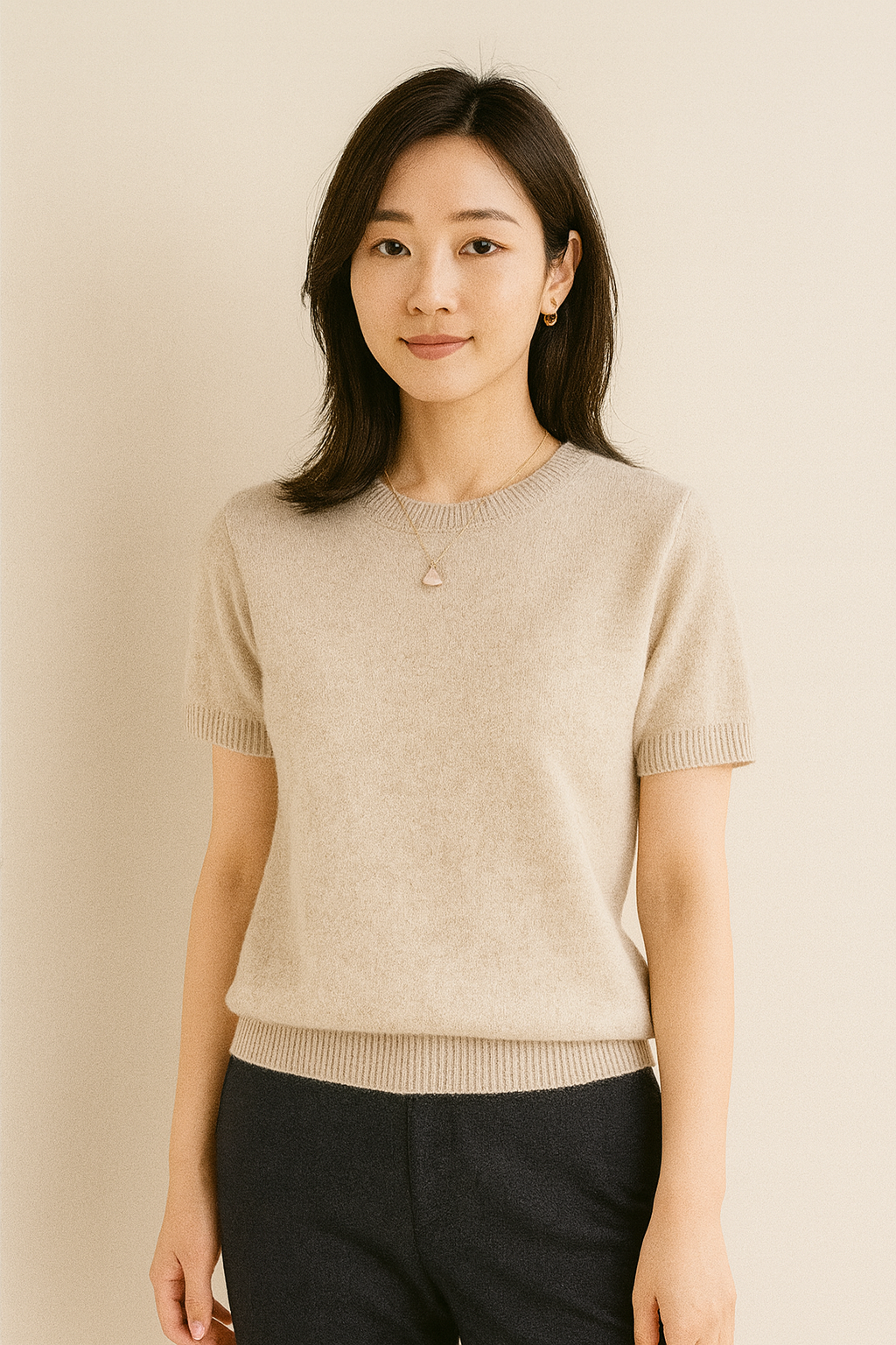 レディース薄手ニット半袖トップス｜柔らかい肌触り・春夏用・ラウンドネック・全9色