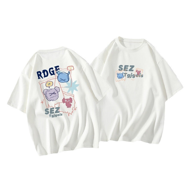 オーバーサイズTシャツ レディース ゆったり半袖 SEZ プリントT 人気韓国風トップス