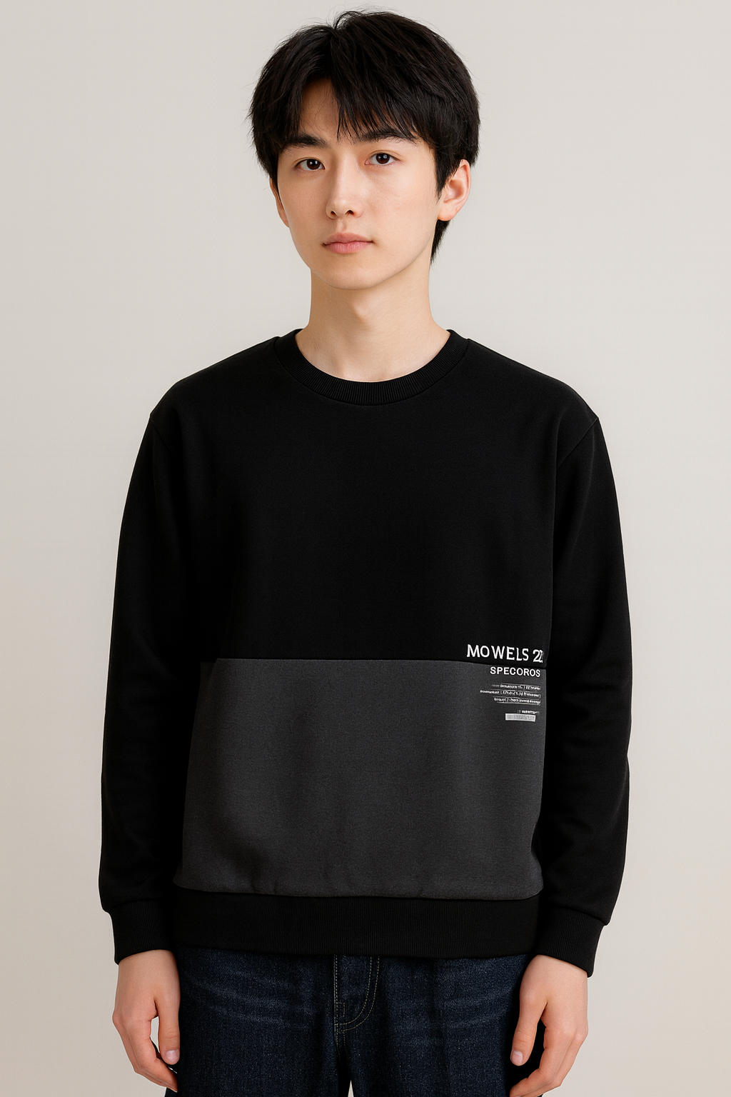 メンズ秋冬カラーブロックスウェットトップス
長袖・ルーズフィット・韓国風カジュアルTシャツ