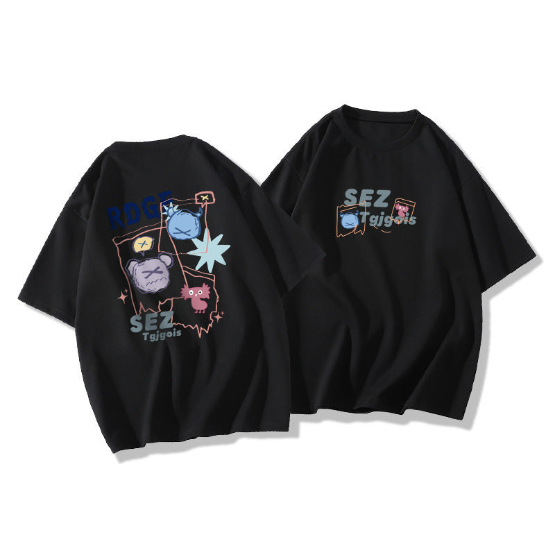 オーバーサイズTシャツ レディース ゆったり半袖 SEZ プリントT 人気韓国風トップス