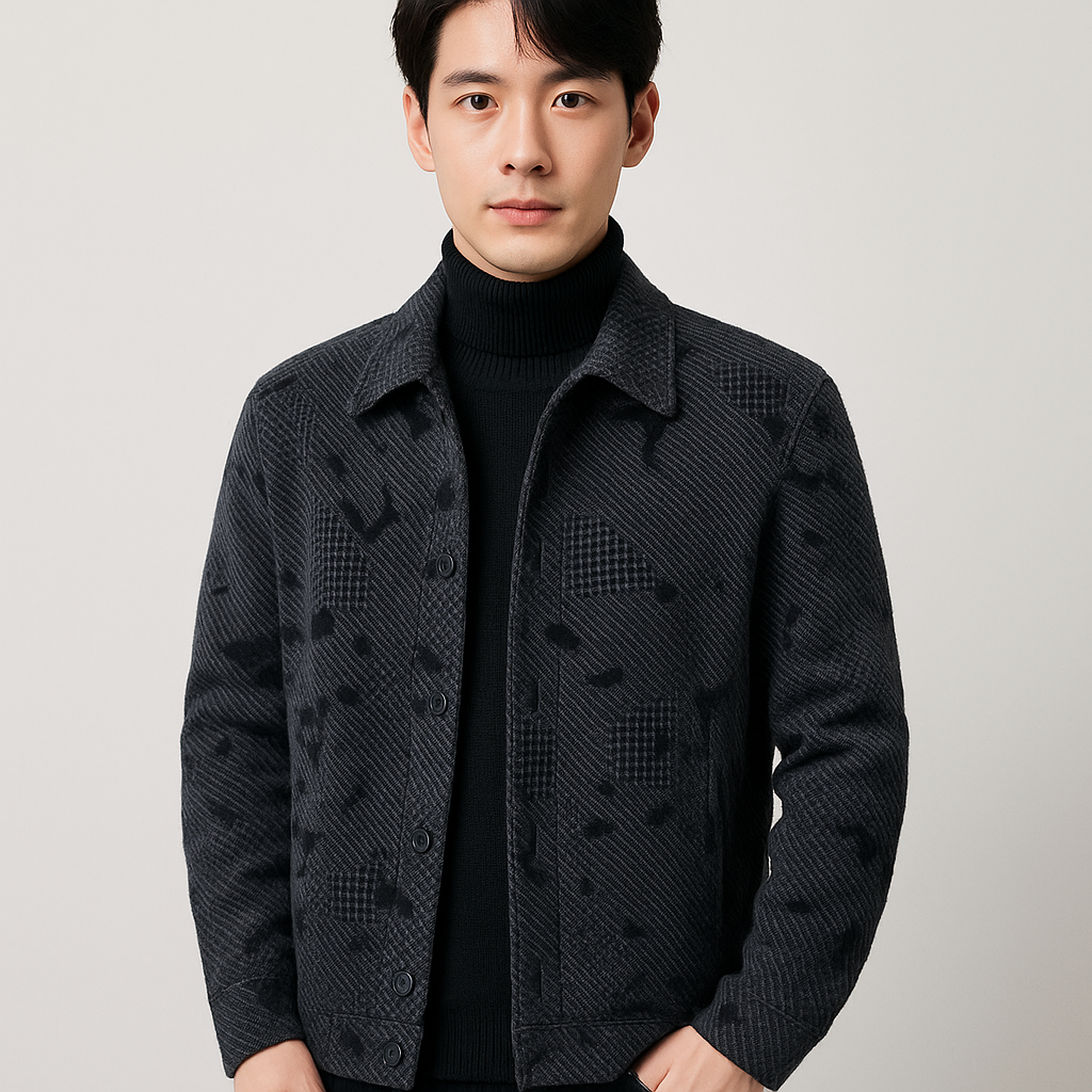 メンズ厚手ジャケット｜裏起毛で暖かい 冬用アウター｜防寒・軽量・柔らか素材（灰色/黒）