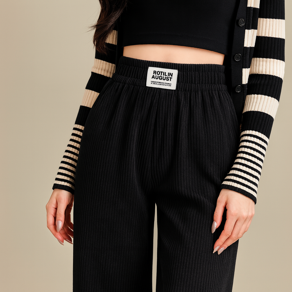 レディース ワイドパンツ 春夏・秋冬 高腰ストレート ゆったり美脚パンツ（薄手・裏起毛）