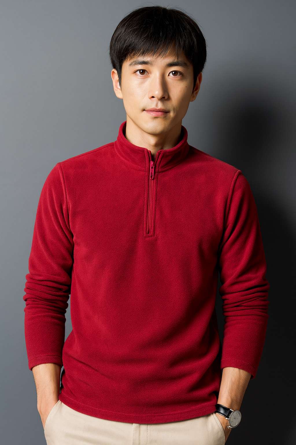 メンズ フリースハーフジップ｜軽量・保温・柔らかい着心地｜秋冬トップス